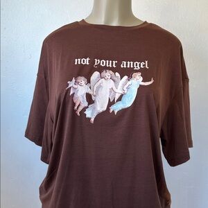 Brown Graphic Tee "not your angel"